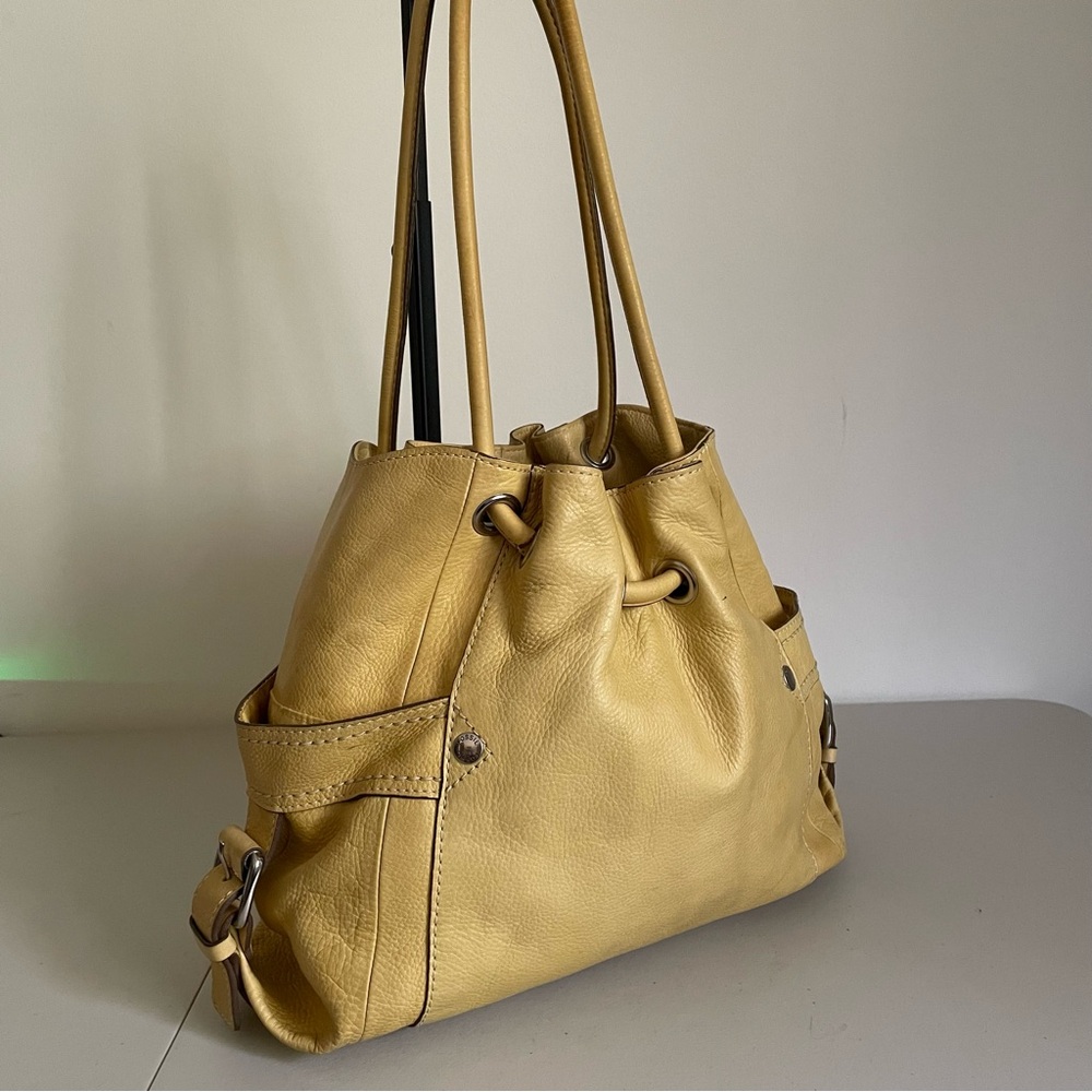 Fossil yellow leather hobo purse shoulder bag